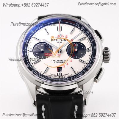 Premier B01 Chronograph 42 A7750 Automatic Mens Watch AB0118221G1P1 Best Edition GF V2 White Dial Leather CHS