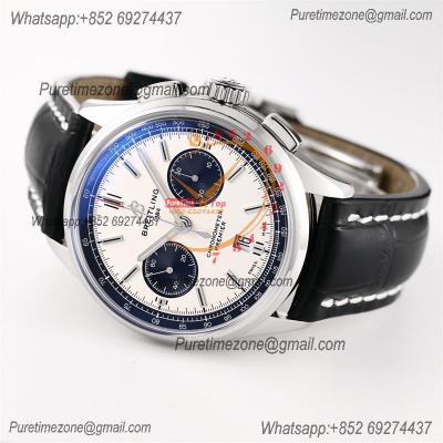 Premier B01 Chronograph 42 A7750 Automatic Mens Watch AB0118221G1P1 Best Edition GF V2 White Dial Leather CHS