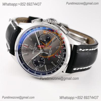 Premier B01 Chronograph 42 A7750 Automatic Mens Watch AB0118221B1X1 Best Edition GF V2 Gray Dial Leather CHS