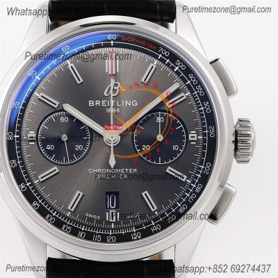 Premier B01 Chronograph 42 A7750 Automatic Mens Watch AB0118221B1X1 Best Edition GF V2 Gray Dial Leather CHS