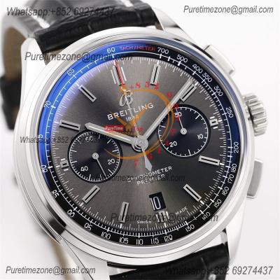 Premier B01 Chronograph 42 A7750 Automatic Mens Watch AB0118221B1X1 Best Edition GF V2 Gray Dial Leather CHS