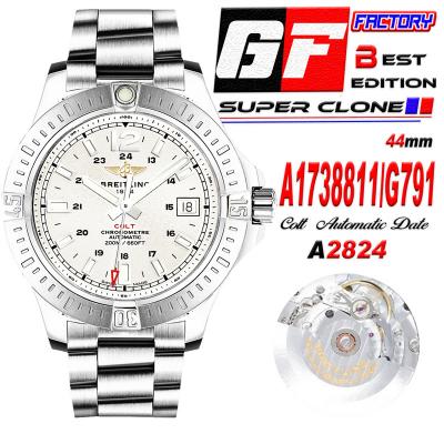 Colt Automatic 44mm A2824 Mens Watch A1738811-G791 Best Edition GF  White Dial SS Bracelet CHS