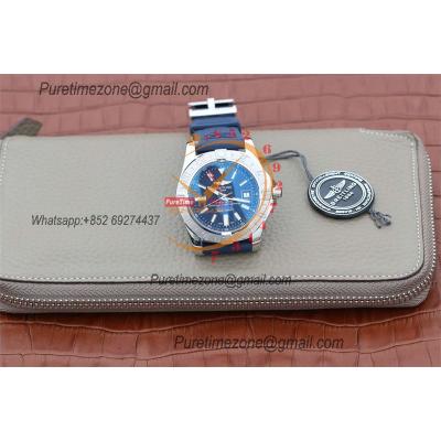 Aeromarine Avenger II GMT 43mm A3239011 A2836 Automatic Mens Watch Best Edition GF SS Blue Dial Rubber CHS