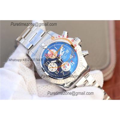 Avenger II 43 A13381111C1A1 A7750 Automatic Chronograph Mens Watch Best Edition GF Blue Dial SS Bracelet CHS