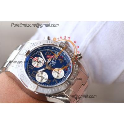 Avenger II 43 A13381111C1A1 A7750 Automatic Chronograph Mens Watch Best Edition GF Blue Dial SS Bracelet CHS