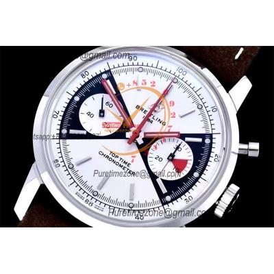 Premier Top Time A23310121G1X1 Spiderman A7750 Automatic Chronograph Mens Watch Best Edition GF White Dial Leather CHS