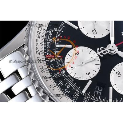 Navitimer B01 43 AB0121211B1A1 A7750 Automatic Chronograph Mens Watch Best Edition GF Black Dial SS Bracelet CHS