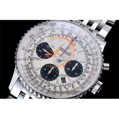 Navitimer B01 43 AB0121211G1A1 A7750 Automatic Chronograph Mens Watch Best Edition GF White Dial SS Bracelet CHS