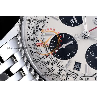 Navitimer B01 43 AB0121211G1A1 A7750 Automatic Chronograph Mens Watch Best Edition GF White Dial SS Bracelet CHS