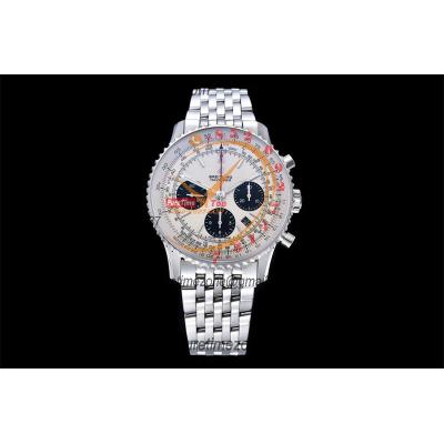 Navitimer B01 43 AB0121211G1A1 A7750 Automatic Chronograph Mens Watch Best Edition GF White Dial SS Bracelet CHS