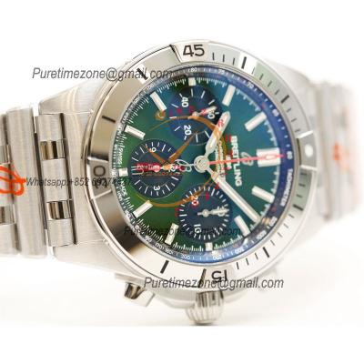 Chronomat B01 42 AB01343A1L1A1 A7750 Automatic Chronograph Mens Watch Best Edition GF Green Dial SS Bracelet CHS