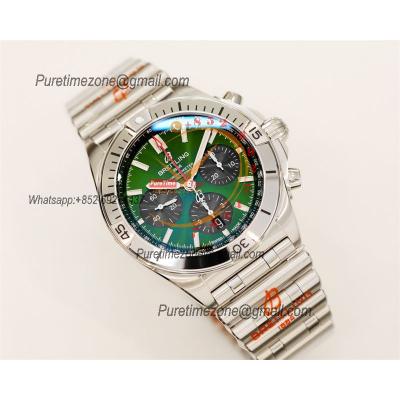 Chronomat B01 42 AB01343A1L1A1 A7750 Automatic Chronograph Mens Watch Best Edition GF Green Dial SS Bracelet CHS