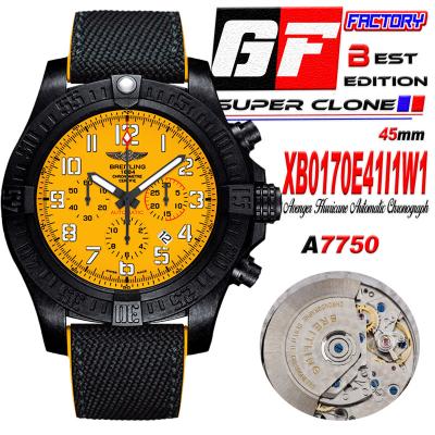 Avenger Hurricane-12H XB0170E41I1W1 A7750 Automatic Chronograph Mens Watch Best Edition GF Yellow Dial Leather Strap CHS