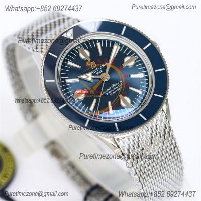 SuperOcean Heritage II 42 A10370161C1A1 A2824 Automatic Mens Watch Best Edition GF Blue Dial SS Mesh Bracelet CHS