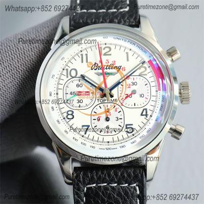 Premier Top Time B01 AB01766A1A1X1 A7750 Automatic Chronograph Mens Watch Best Edition GF White Dial Leather Strap CHS