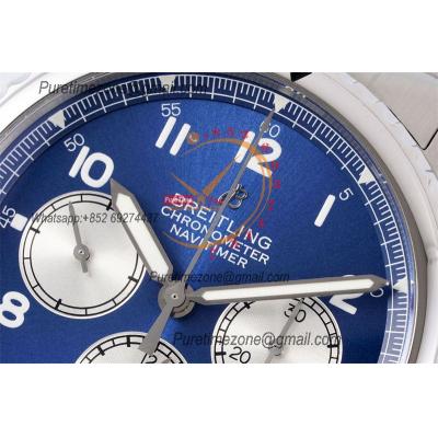 Navitimer 8 AB0117131C1A1 A7750 Automatic Chronograph Mens Watch Best Edition GF 43mm Blue Dial SS Bracelet CHS