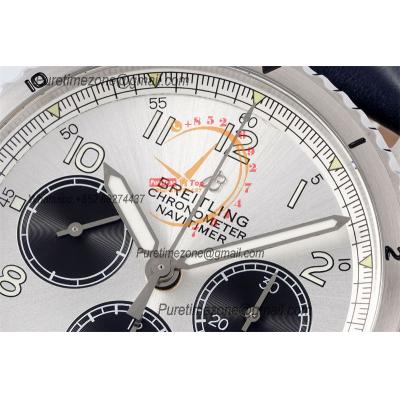 Navitimer 8 AB01171AG839 A7750 Automatic Chronograph Mens Watch Best Edition GF 43mm Silver Dial Leather CHS