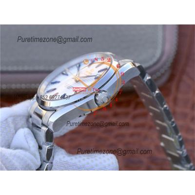 Aqua  Terra Master Ryder Cup Edition A8500 Automatic Mens Watch Best Edition VSF White Textured Dial SS Bracelet CHS