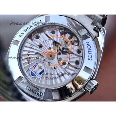 Aqua  Terra Master Ryder Cup Edition A8500 Automatic Mens Watch Best Edition VSF White Textured Dial SS Bracelet CHS