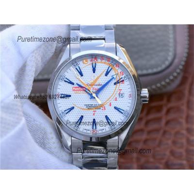 Aqua  Terra Master Ryder Cup Edition A8500 Automatic Mens Watch Best Edition VSF White Textured Dial SS Bracelet CHS