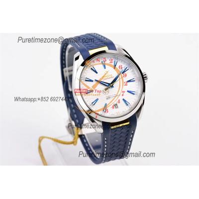 Aqua  Terra Master Ryder Cup Edition A8900 Automatic Mens Watch Best Edition VSF White Textured Dial Blue Rubber CHS