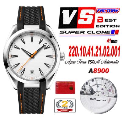 Aqua Terra 150M A8900 Automatic Mens Watch Best Edition VSF White Textured Dial Rubber CHS 220.12.41.21.02.002