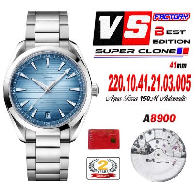 Aqua Terra 150M A8900 Automatic Mens Watch Best Edition VSF Summer Blue Dial SS Bracelet CHS 220.10.41.21.03.005