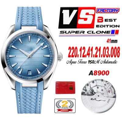 Aqua Terra 150M A8900 Automatic Mens Watch Best Edition VSF Summer Blue Dial Rubber CHS 220.12.41.21.03.008