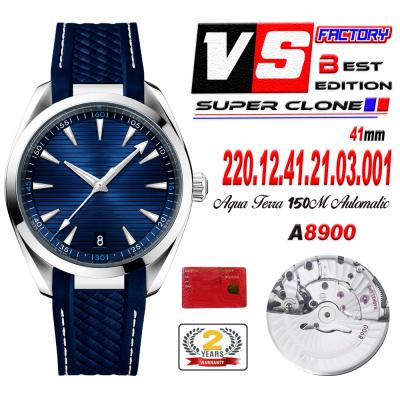 Aqua Terra 150M A8900 Automatic Mens Watch Best Edition VSF Blue Textured Dial Rubber CHS 220.12.41.21.03.001