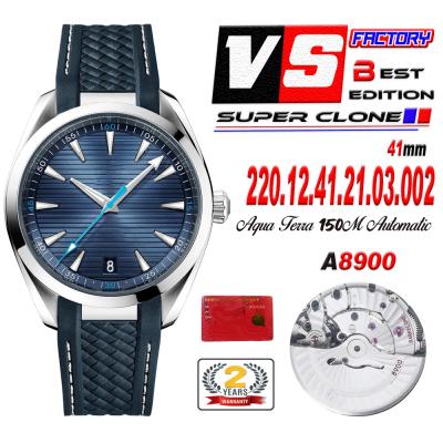 Aqua Terra 150M A8900 Automatic Mens Watch Best Edition VSF Blue Textured Dial Rubber CHS 220.12.41.21.03.002