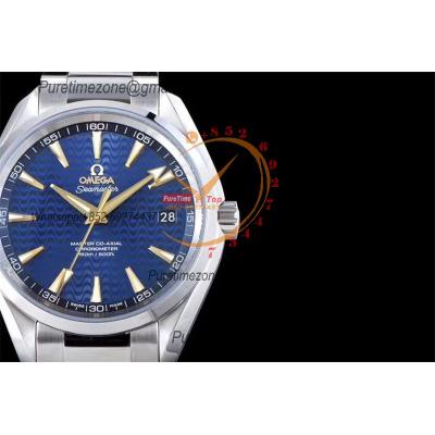 Aqua Terra 150M A8500 Automatic Mens Watch Best Edition VSF Blue Textured Dial SS Bracelet CHS 231.10.42.21.03.006