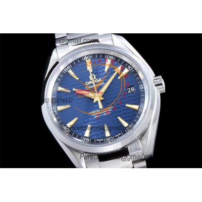 Aqua Terra 150M A8500 Automatic Mens Watch Best Edition VSF Blue Textured Dial SS Bracelet CHS 231.10.42.21.03.006