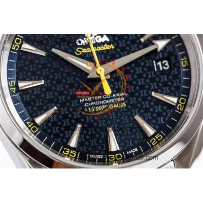 Aqua Terra 150M A8500 Automatic Mens Watch James Bond Best Edition VSF Blue Textured Dial SS Bracelet CHS