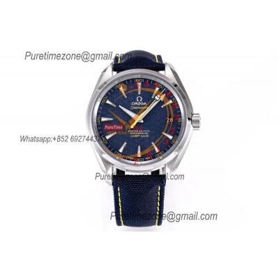 Aqua Terra 150M A8500 Automatic Mens Watch James Bond Best Edition VSF Blue Textured Dial Nylon Strap CHS