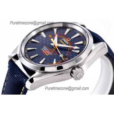 Aqua Terra 150M A8500 Automatic Mens Watch James Bond Best Edition VSF Blue Textured Dial Nylon Strap CHS