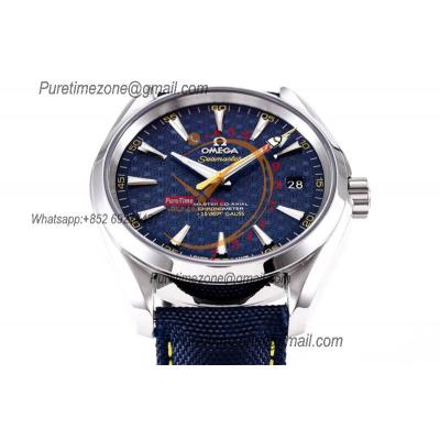 Aqua Terra 150M A8500 Automatic Mens Watch James Bond Best Edition VSF Blue Textured Dial Nylon Strap CHS