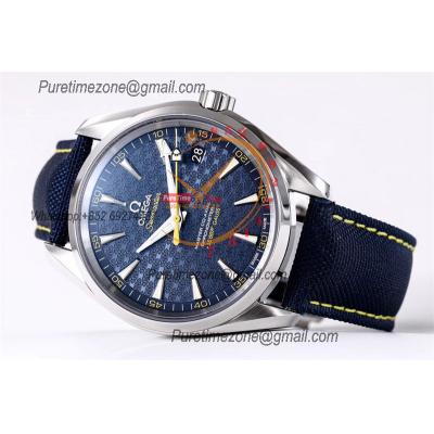 Aqua Terra 150M A8500 Automatic Mens Watch James Bond Best Edition VSF Blue Textured Dial Nylon Strap CHS