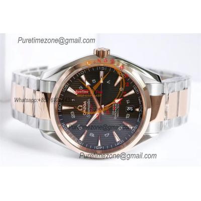 Aqua Terra 150M GMT A8605 Automatic Mens Watch Best Edition VSF RG Brwon Dial SS Bracelet CHS 231.20.43.22.06.003