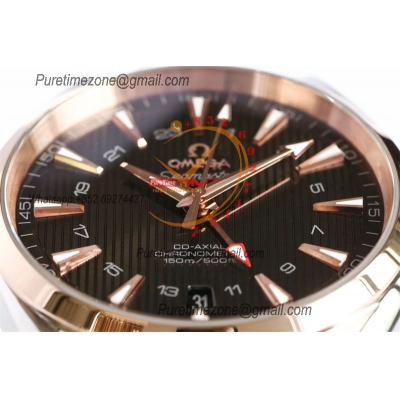 Aqua Terra 150M GMT A8605 Automatic Mens Watch Best Edition VSF RG Brwon Dial SS Bracelet CHS 231.20.43.22.06.003