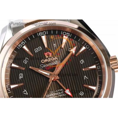 Aqua Terra 150M GMT A8605 Automatic Mens Watch Best Edition VSF RG Brwon Dial SS Bracelet CHS 231.20.43.22.06.003