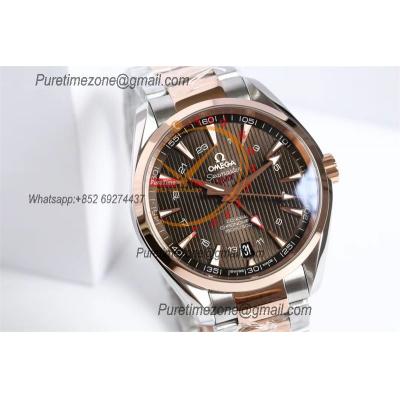 Aqua Terra 150M GMT A8605 Automatic Mens Watch Best Edition VSF RG Brwon Dial SS Bracelet CHS 231.20.43.22.06.003