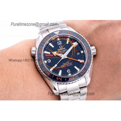 Planet Ocean 600M GMT A8605  Automatic Mens Watch Best Edition VSF Blue Dial SS Bracelet CHS 232.30.44.22.03.001