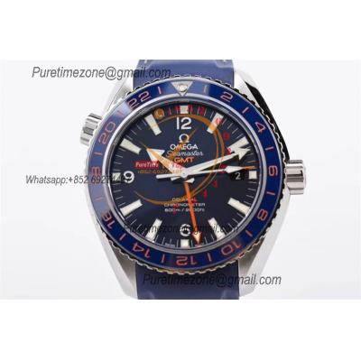 Planet Ocean 600M GMT A8605  Automatic Mens Watch Best Edition VSF Blue Dial Rubber CHS 232.32.44.22.03.001