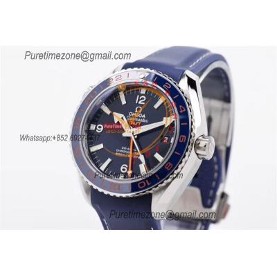 Planet Ocean 600M GMT A8605  Automatic Mens Watch Best Edition VSF Blue Dial Rubber CHS 232.32.44.22.03.001