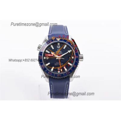 Planet Ocean 600M GMT A8605  Automatic Mens Watch Best Edition VSF Blue Dial Rubber CHS 232.32.44.22.03.001