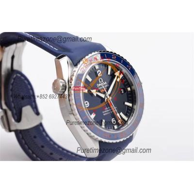 Planet Ocean 600M GMT A8605  Automatic Mens Watch Best Edition VSF Blue Dial Rubber CHS 232.32.44.22.03.001