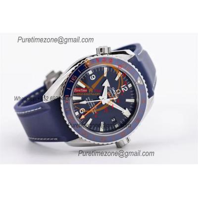 Planet Ocean 600M GMT A8605  Automatic Mens Watch Best Edition VSF Blue Dial Rubber CHS 232.32.44.22.03.001