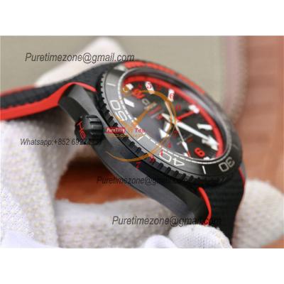 Planet Ocean GMT 45.5mm Deep Black Red Real Ceramic A8906 Automatic Mens Watch VSF 1:1 Best Edition Black Nylon CHS