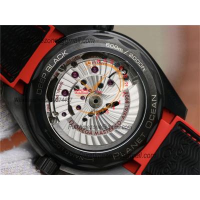 Planet Ocean GMT 45.5mm Deep Black Red Real Ceramic A8906 Automatic Mens Watch VSF 1:1 Best Edition Black Nylon CHS