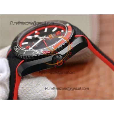 Planet Ocean GMT 45.5mm Deep Black Red Real Ceramic A8906 Automatic Mens Watch VSF 1:1 Best Edition Black Nylon CHS